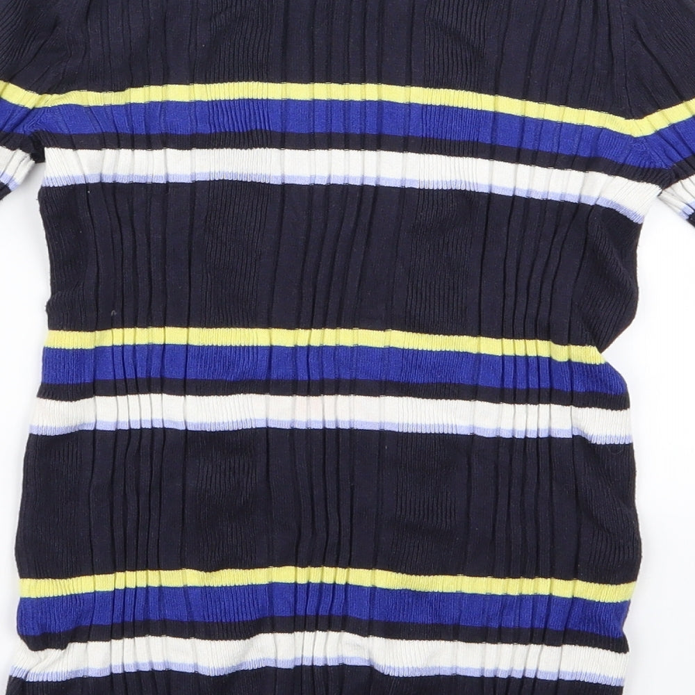 m&s Womens Multicoloured Striped Rayon Pullover Jumper Size 10