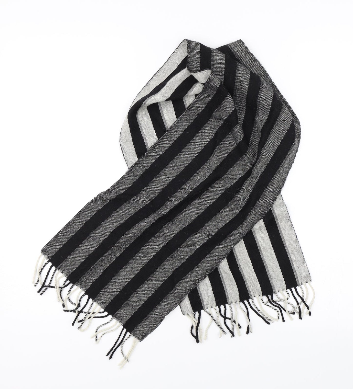 Preowrn Unisex Grey Striped Scarf