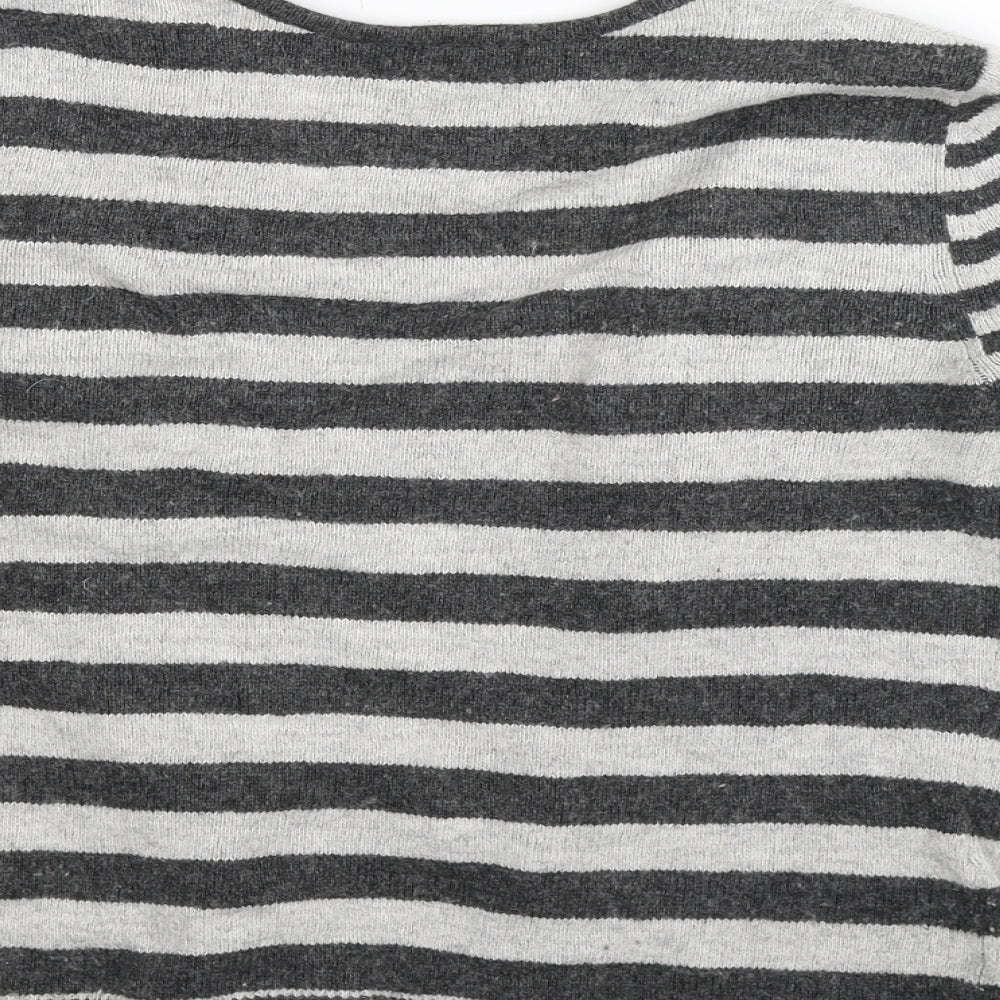 Per Una Womens Grey Striped Full Zip Jumper Size S