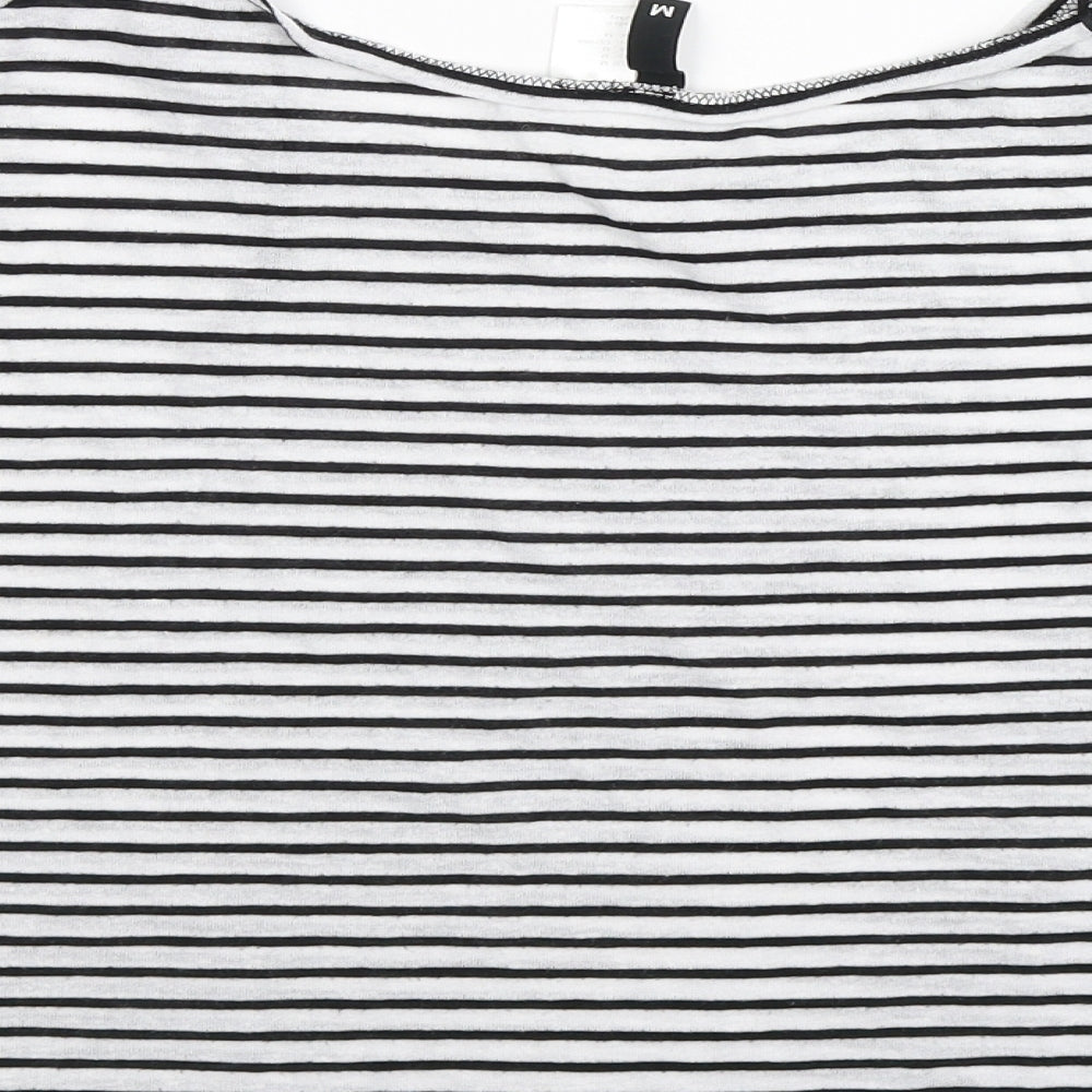 Divided Womens White Striped Basic Blouse Size M