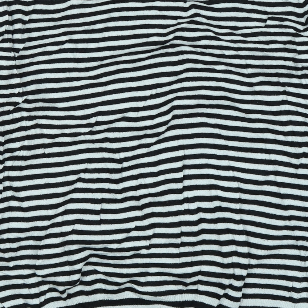 Talbots Womens Black Striped Basic T-Shirt Size M