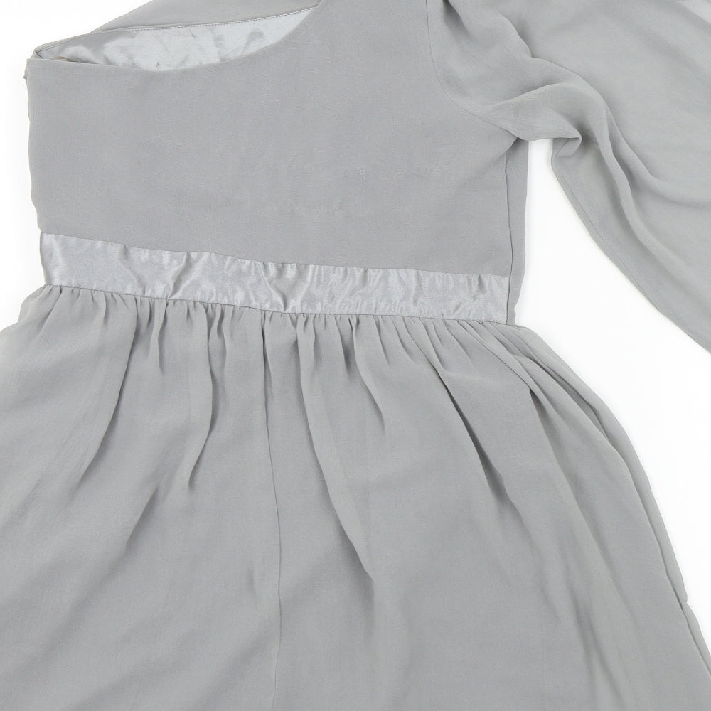Lipsy Womens Grey Colourblock Fit & Flare Size 10