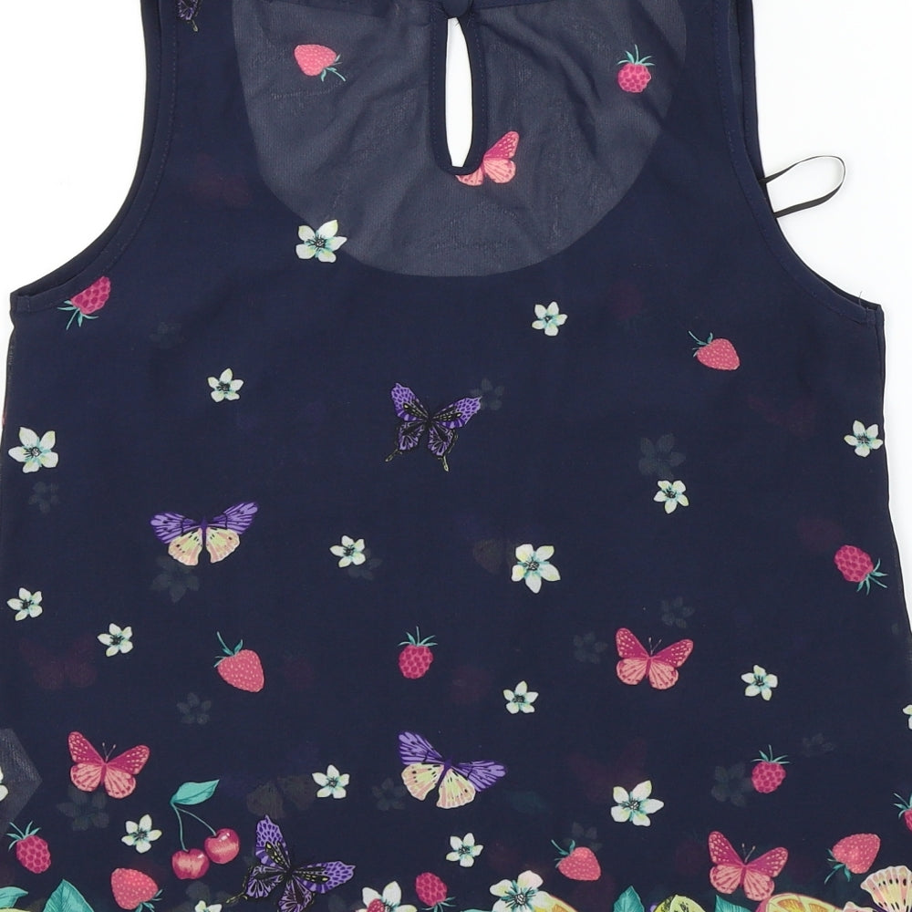 Primark Womens Multicoloured Colourblock Basic T-Shirt Size 8 - butteflies