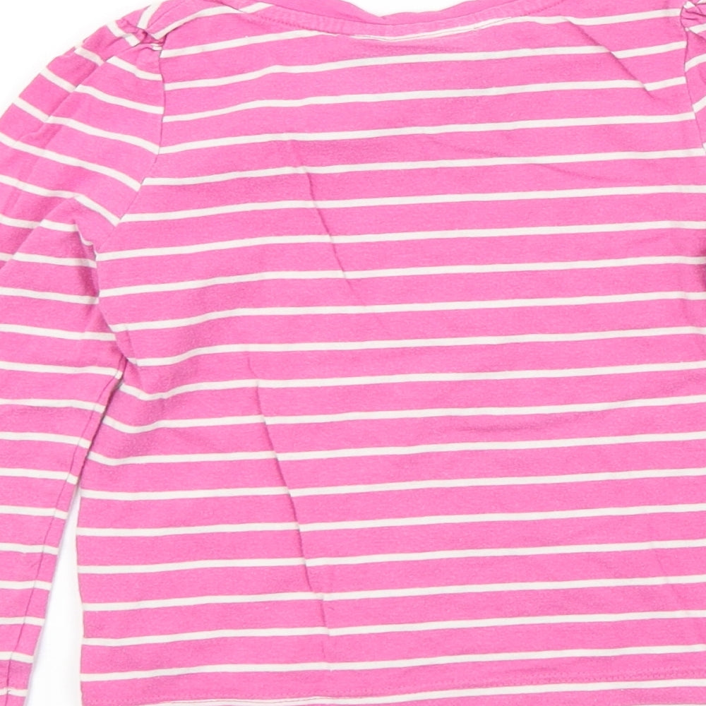 fun spirit Girls Pink Striped Basic T-Shirt Size 4 Years