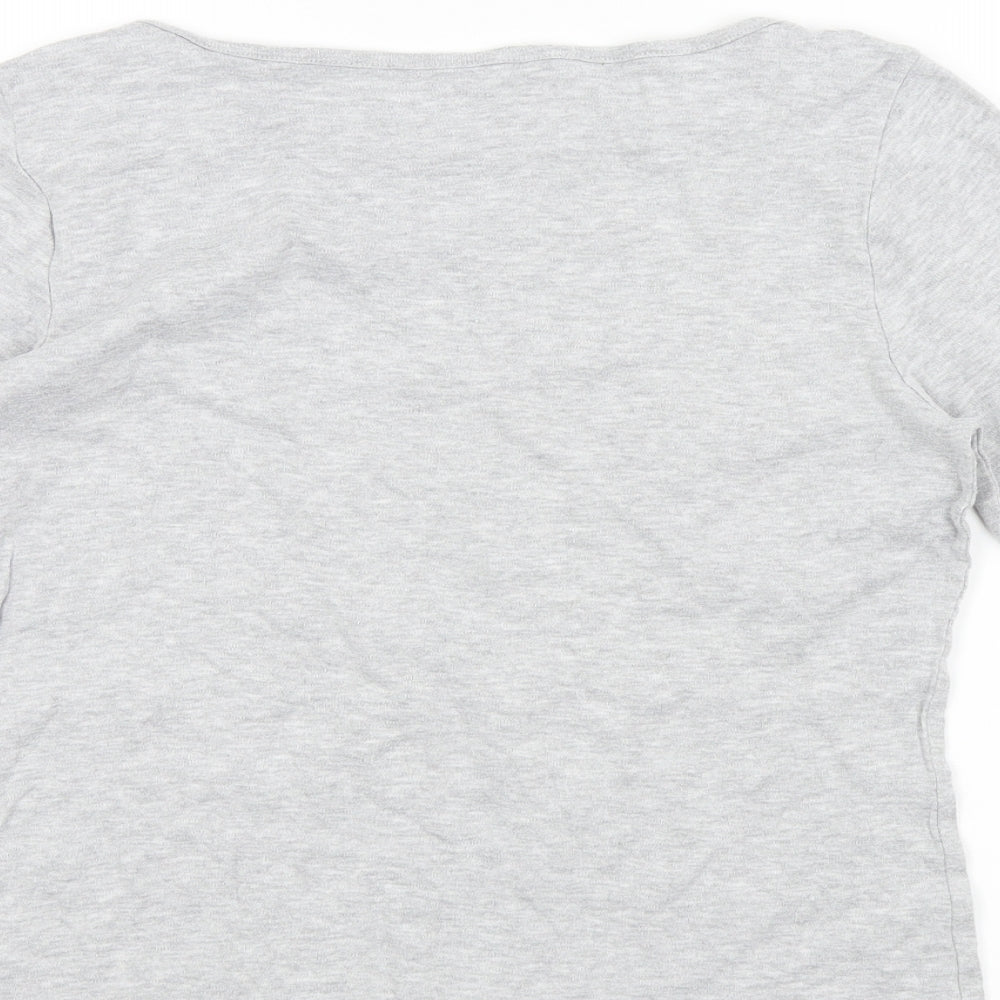 Denim & Co. Womens Grey Colourblock Basic T-Shirt Size M