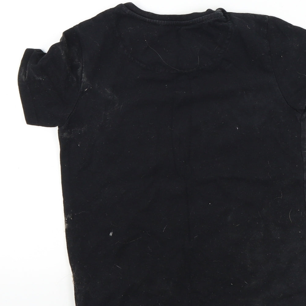 Marks & Spencer Boys Black Houndstooth Basic T-Shirt Size 6-7 Years