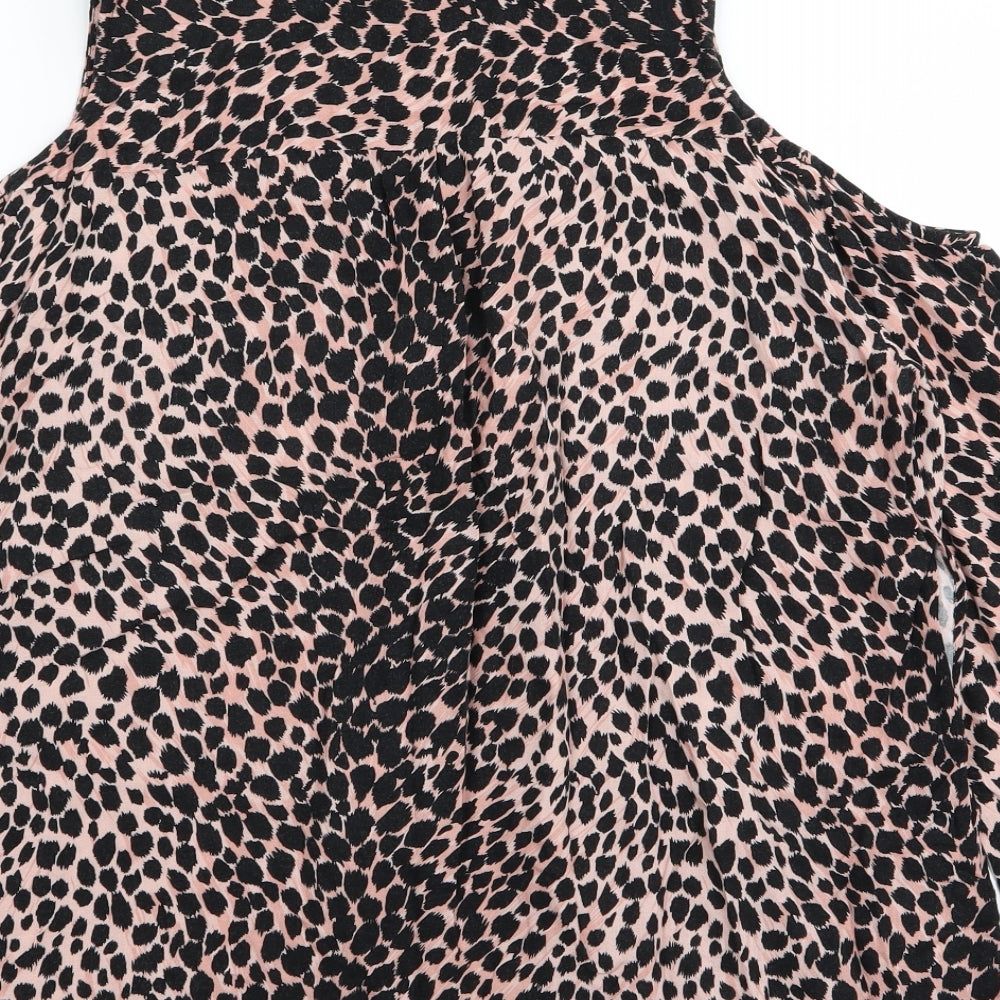 Topshop Womens Multicoloured Animal Print Basic Button-Up Size 12