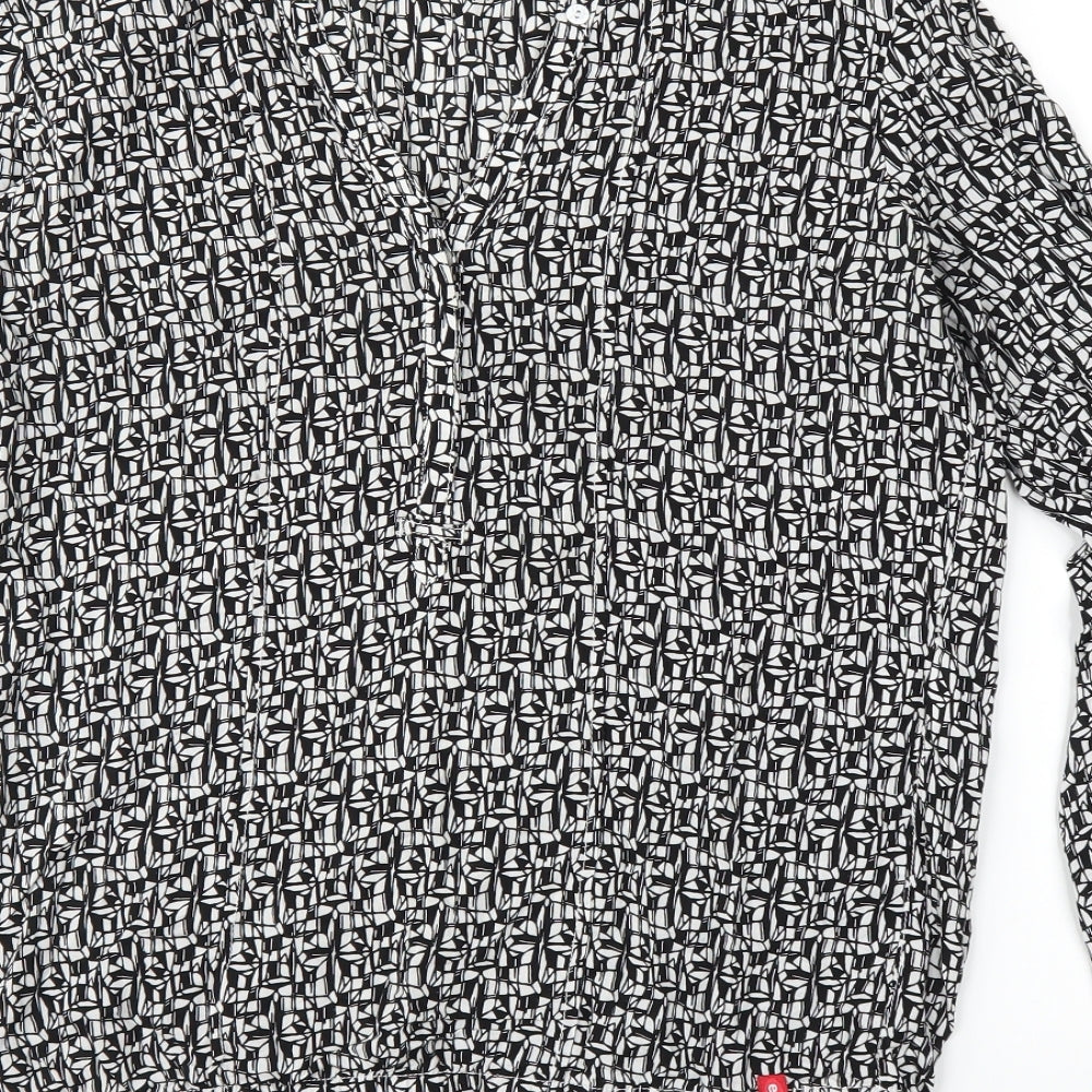 EDC Womens Black Geometric Basic Blouse Size S