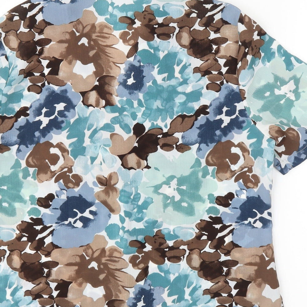 Preworn Womens Blue Floral Basic Blouse Size M