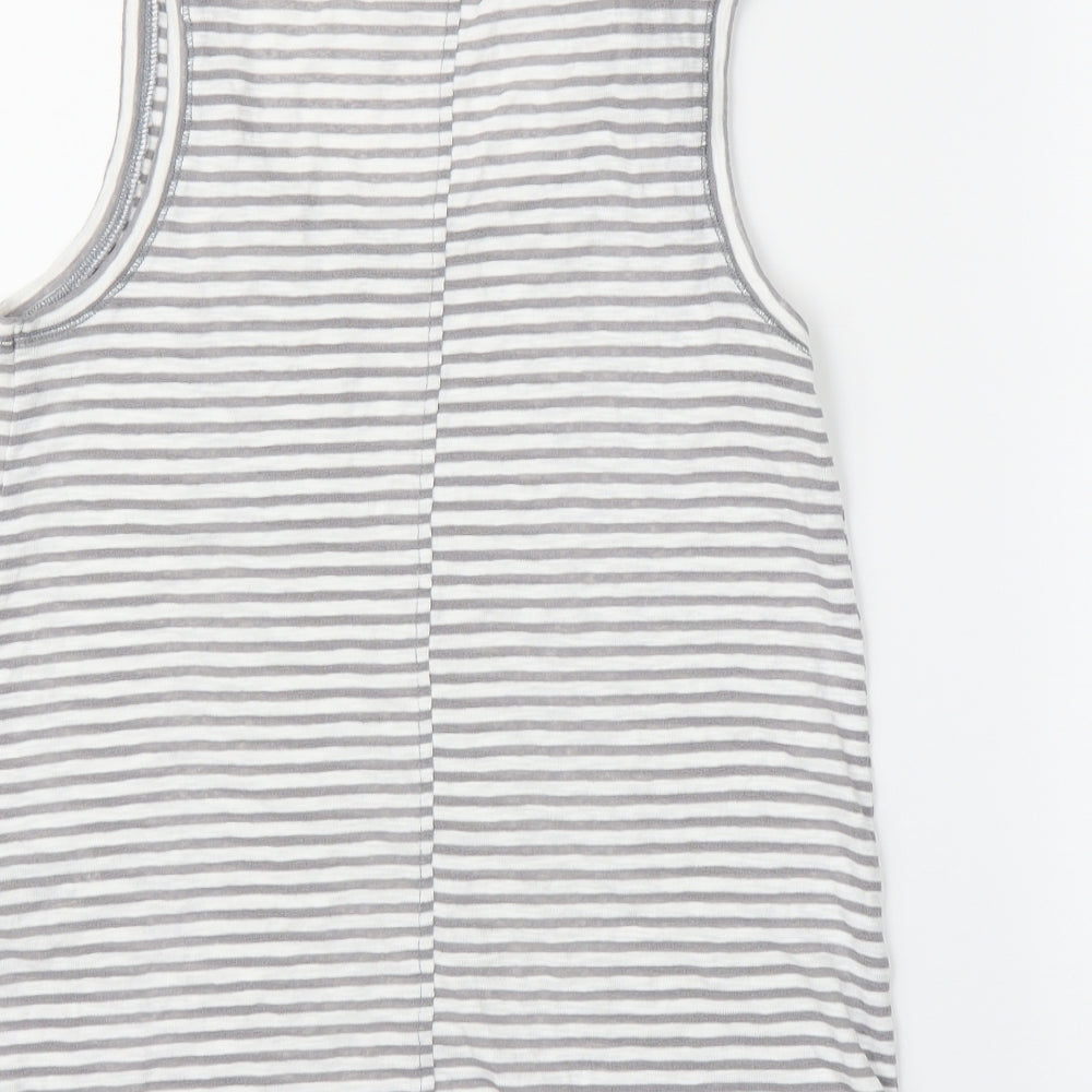 M&S Womens Grey Striped Basic Tank Size 12