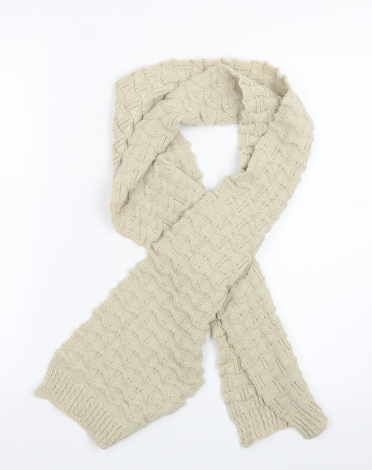 Preworn Womens Beige Knit Scarf