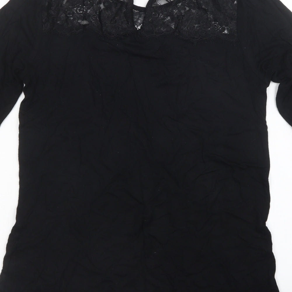 Warehouse Womens Black Basic T-Shirt Size 10