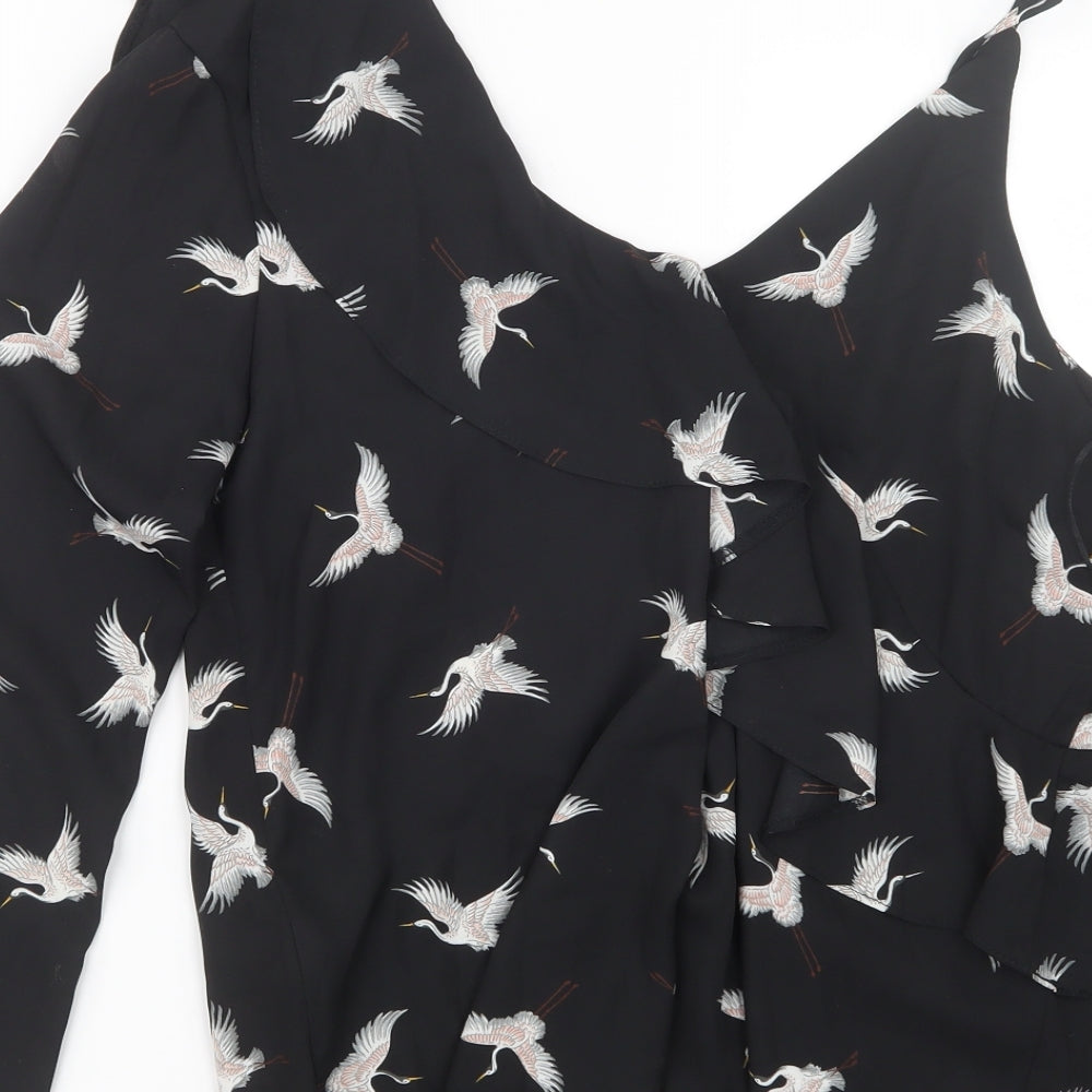 Atmosphere Womens Black Geometric Basic Blouse Size 14