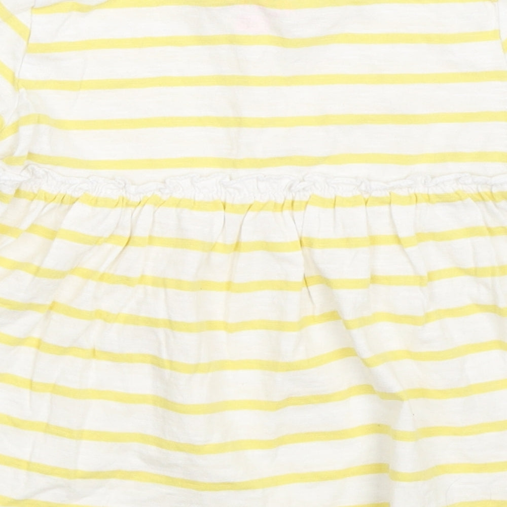 F&F Girls Yellow Striped Basic T-Shirt Size 2-3 Years