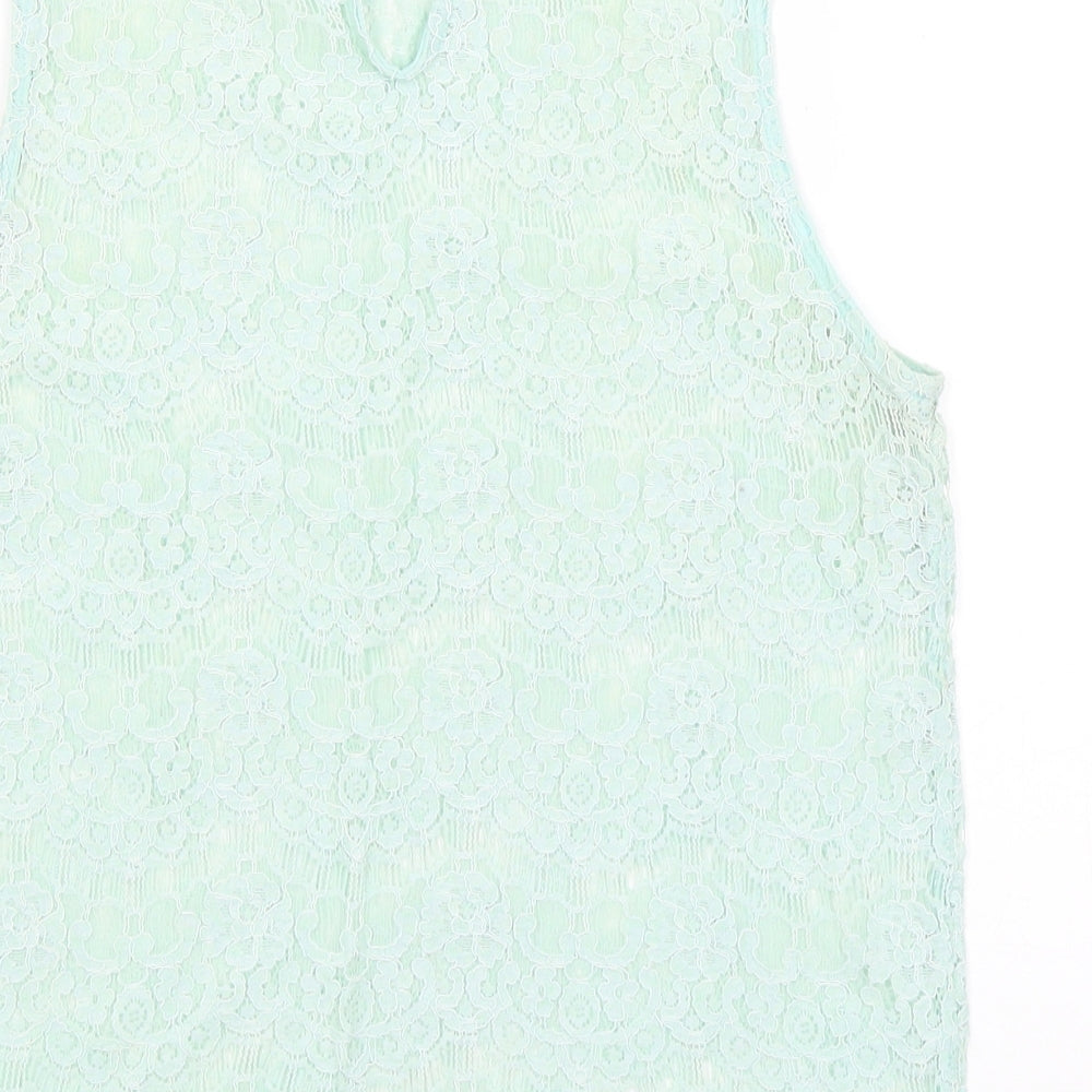 New Look Womens Green Floral Basic Tank Size 12