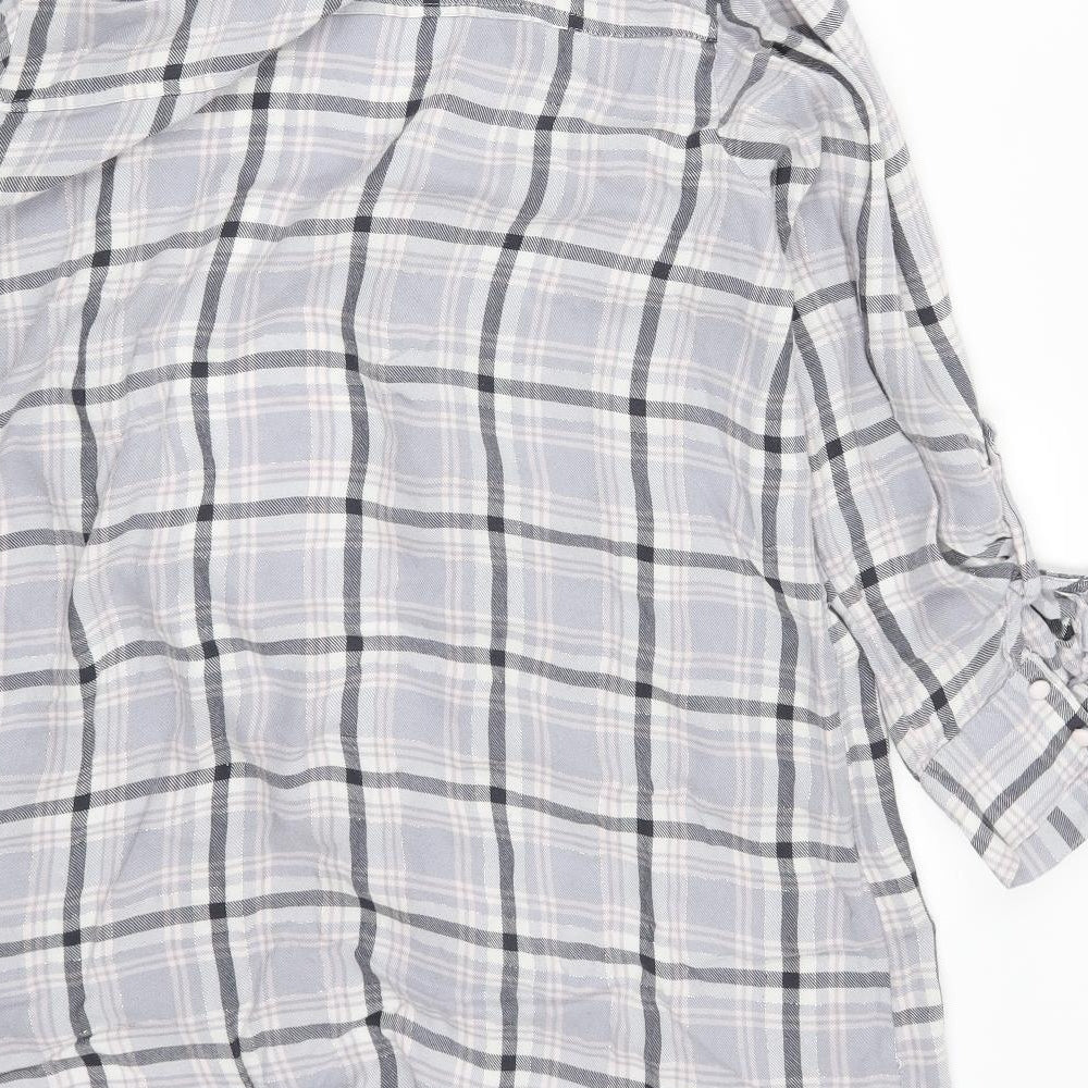 Primark Womens Blue Check Top Pyjama Top Size 14