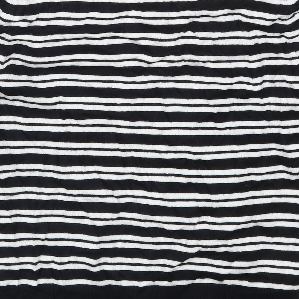 M&Co Womens Black Striped Knit Pullover Jumper Size 12 - Black and White