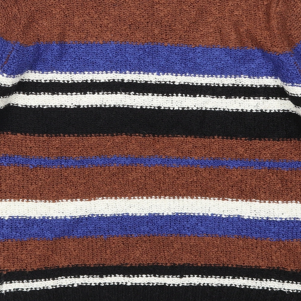 Debenhams Womens Brown Striped Pullover Jumper Size 12 - Blue