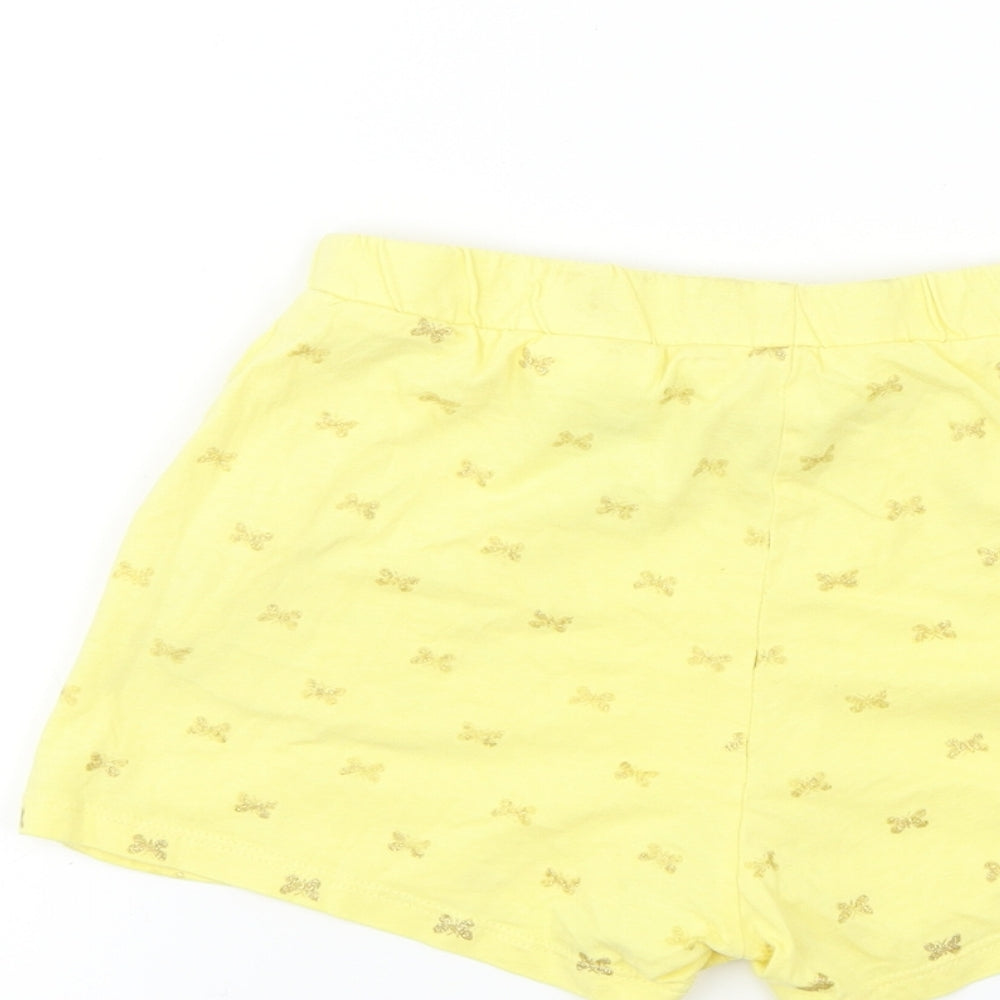 H&M Girls Yellow Bermuda Shorts Size 10 Years - butteflies
