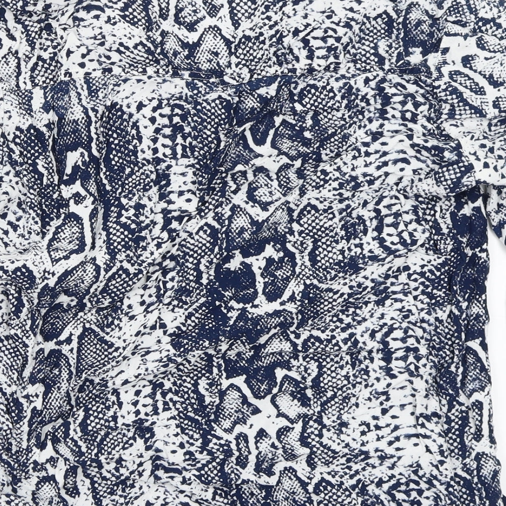 White ginger Womens Blue Animal Print Basic T-Shirt Size S