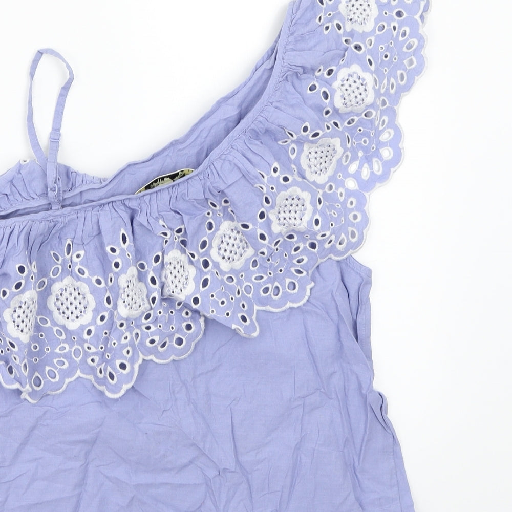 Miss Selfridge Womens Blue Floral Basic T-Shirt Size 8