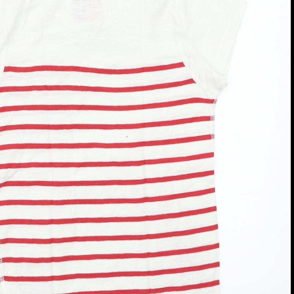 Next Boys White Striped Rayon Basic T-Shirt Size 8 Years