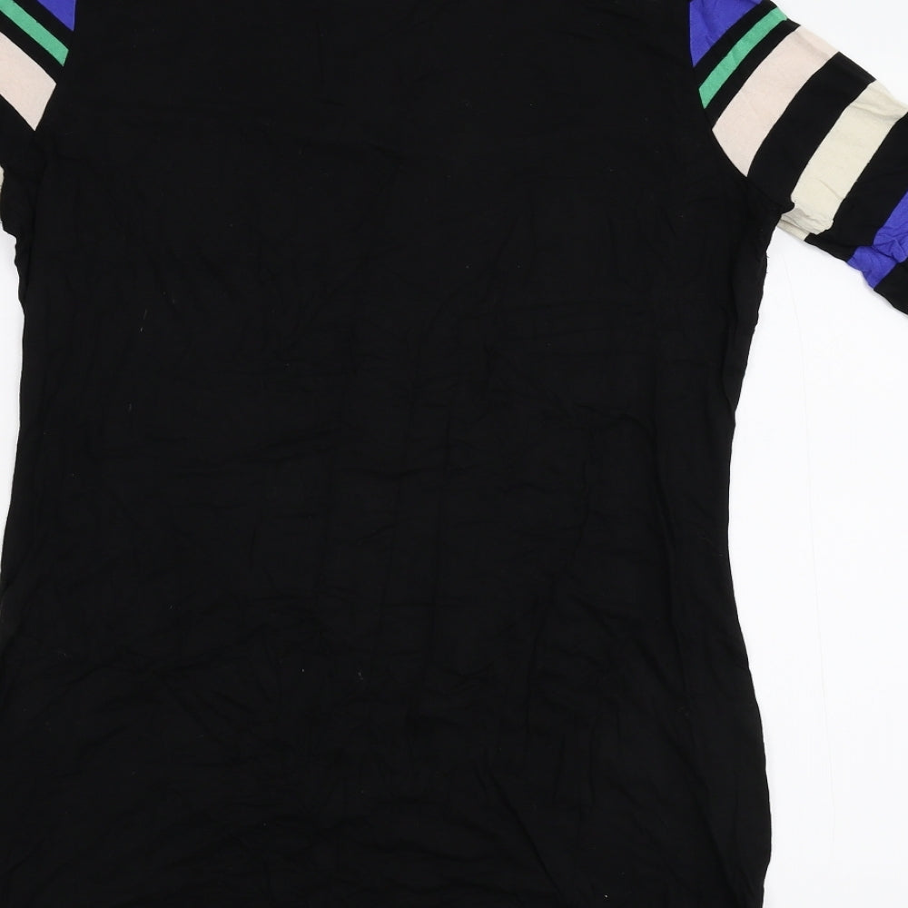 F&F Womens Black Striped Flannel Shift Size 12