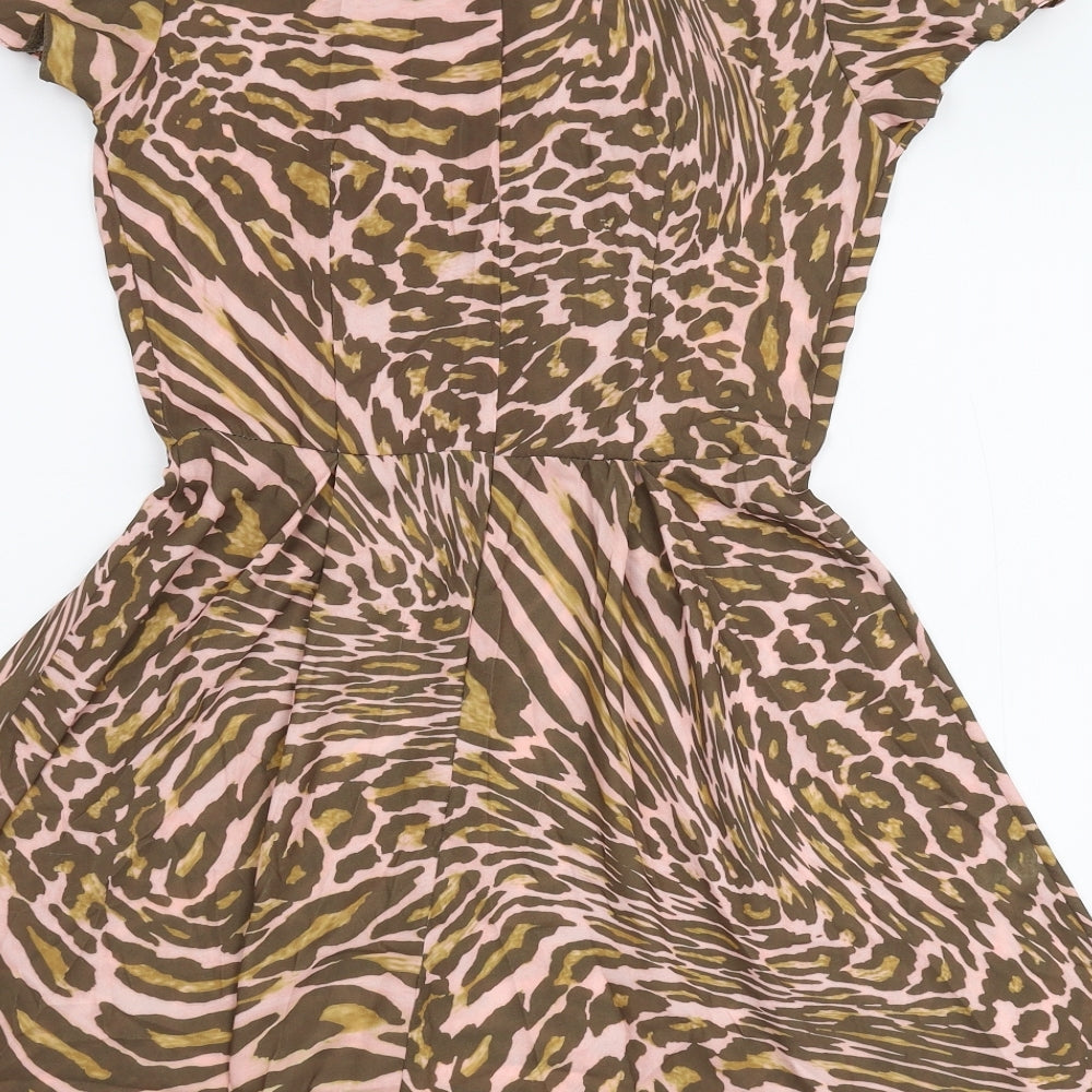 Love Womens Multicoloured Animal Print Skater Dress Size S