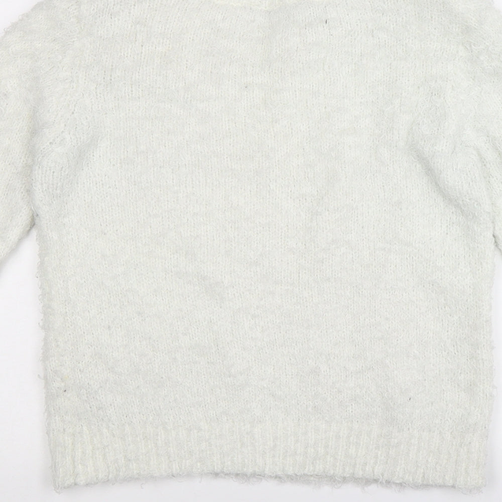 Dorothy Perkins Womens White Pullover Jumper Size 8 - beads on shoulders