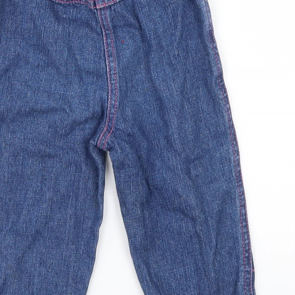 no brand Girls Blue Floral Denim Jeans Size 6-9 Months