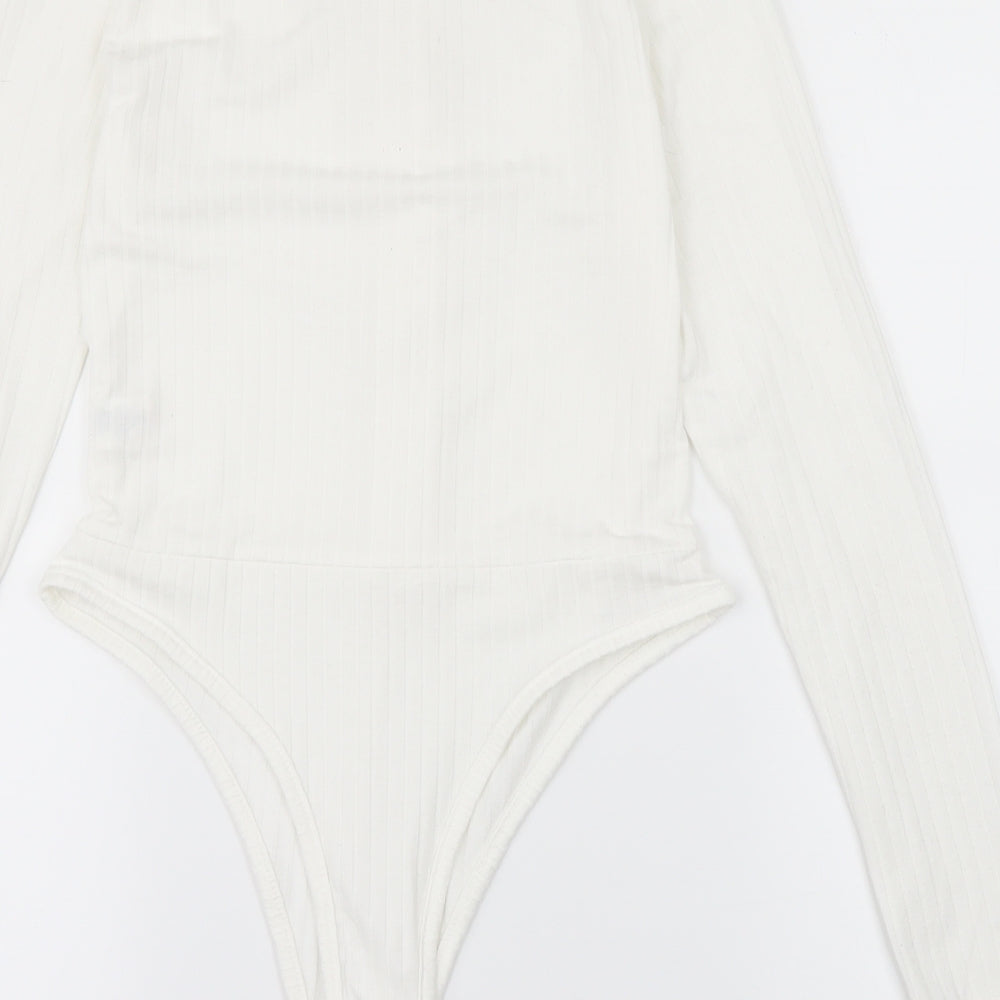 Misspap Womens White Bodysuit One-Piece Size 8
