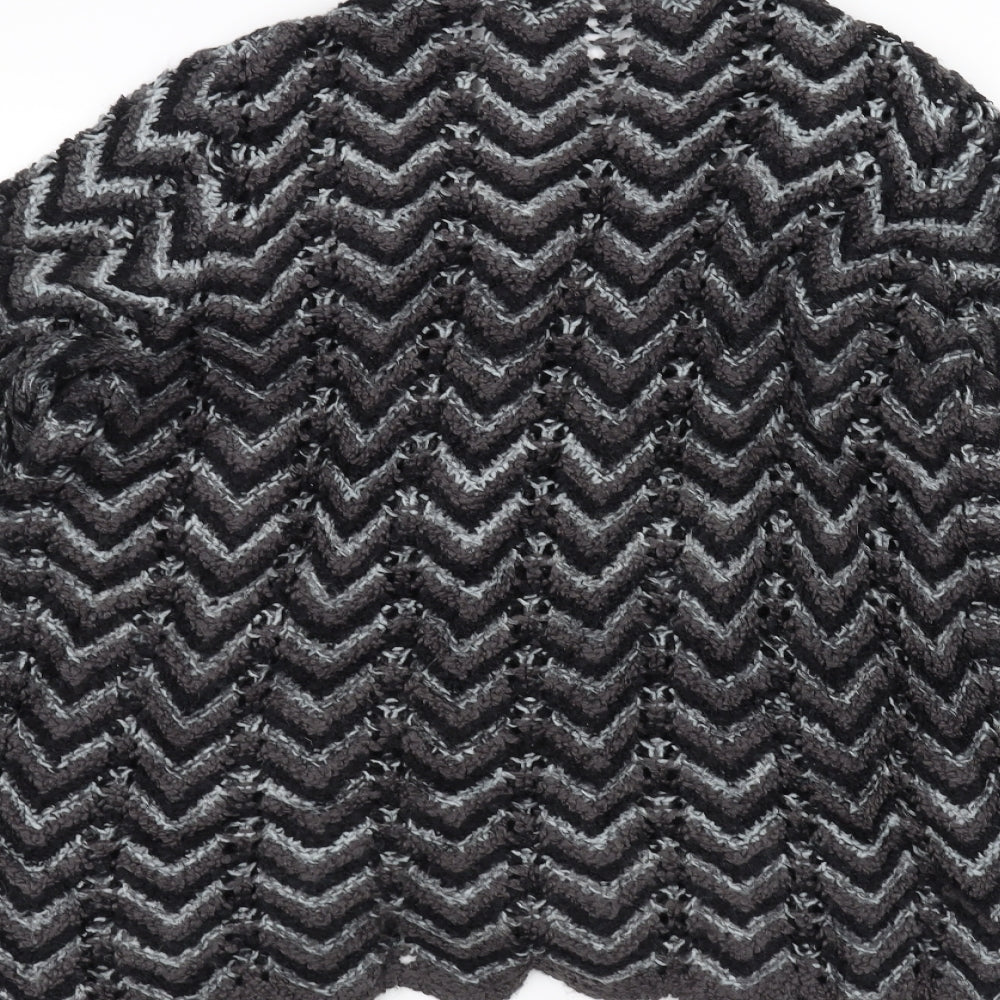 BM Womens Black Striped Knit Jacket Coatigan Size M