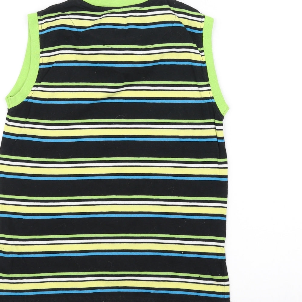 Rebel Boys Black Striped Basic Tank Size 6-7 Years