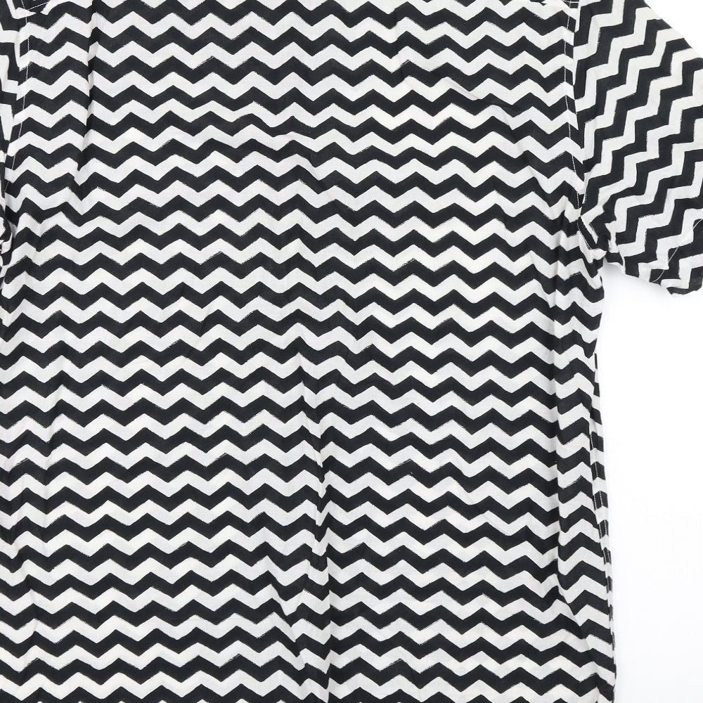 H&M Womens Black Striped Basic Button-Up Size M