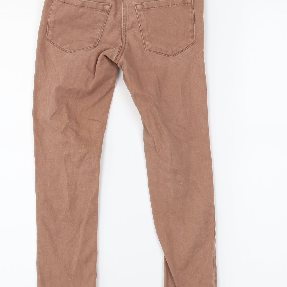 Next Girls Brown Denim Skinny Jeans Size 7 Years