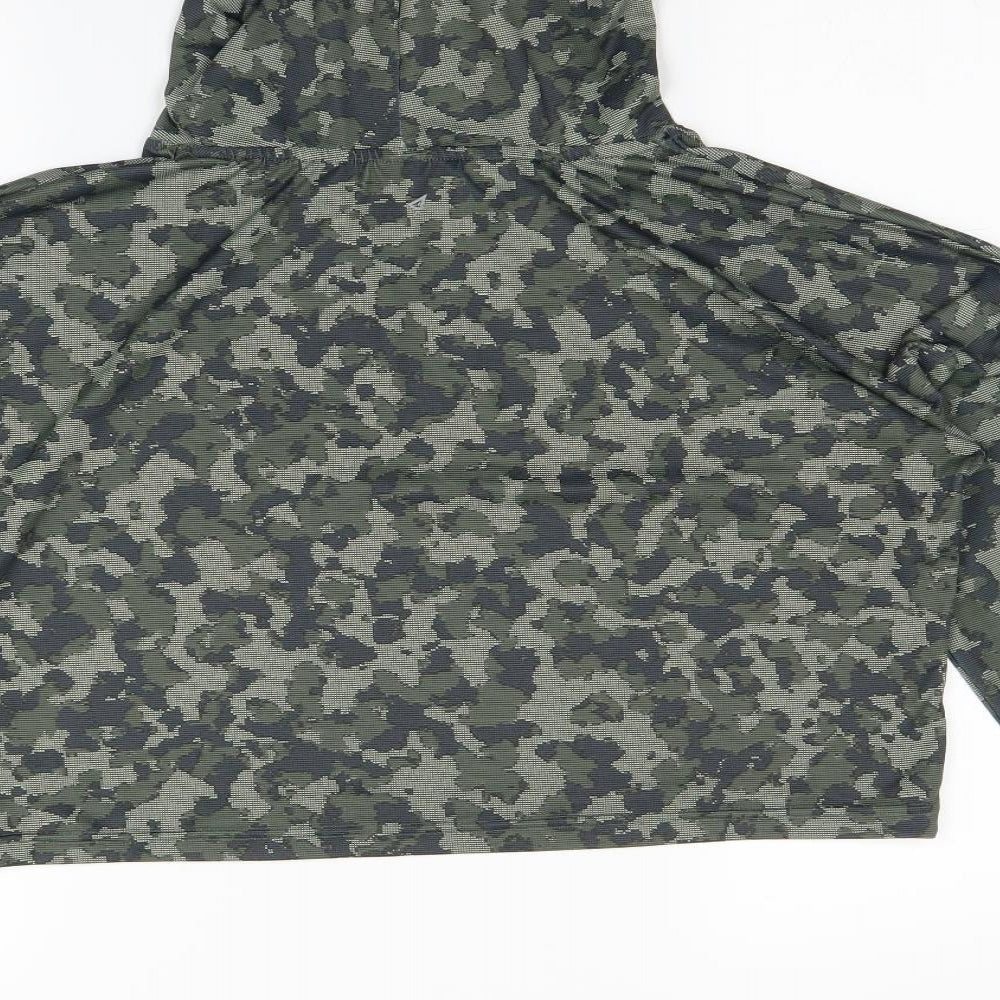 Atmosphere Womens Green Camouflage Pullover Hoodie Size 12 - Cropped