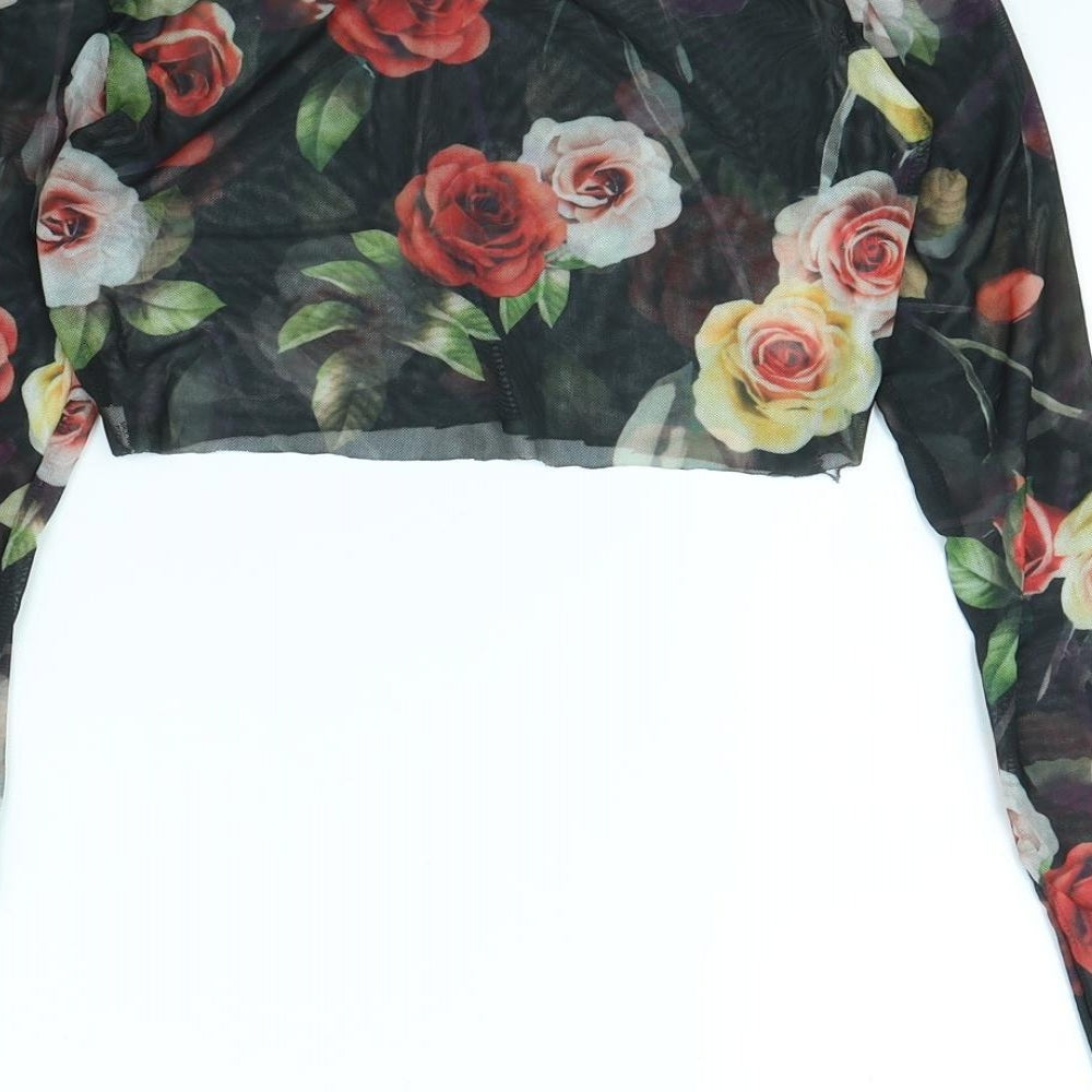Select Womens Black Floral Basic Blouse Size 10