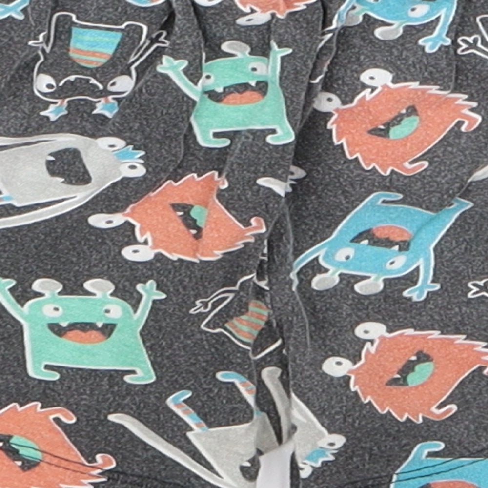 Preworn Boys Black Animal Print Sweat Shorts Size 2 Years - monster