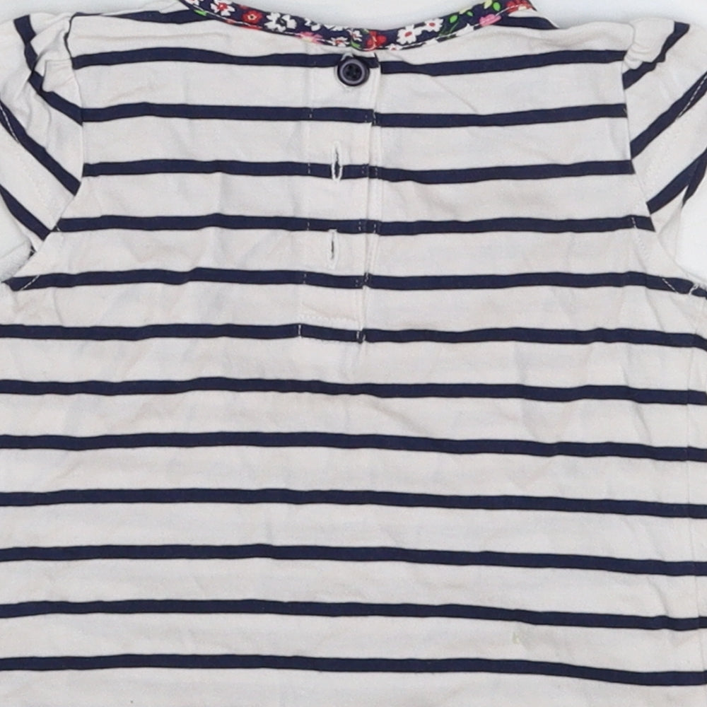 TU Girls White Striped Basic T-Shirt Size 3-6 Months