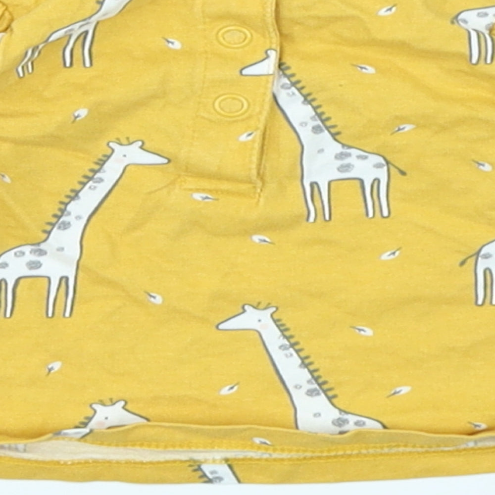 TU Girls Yellow Basic T-Shirt Size 0-3 Months - giraffe