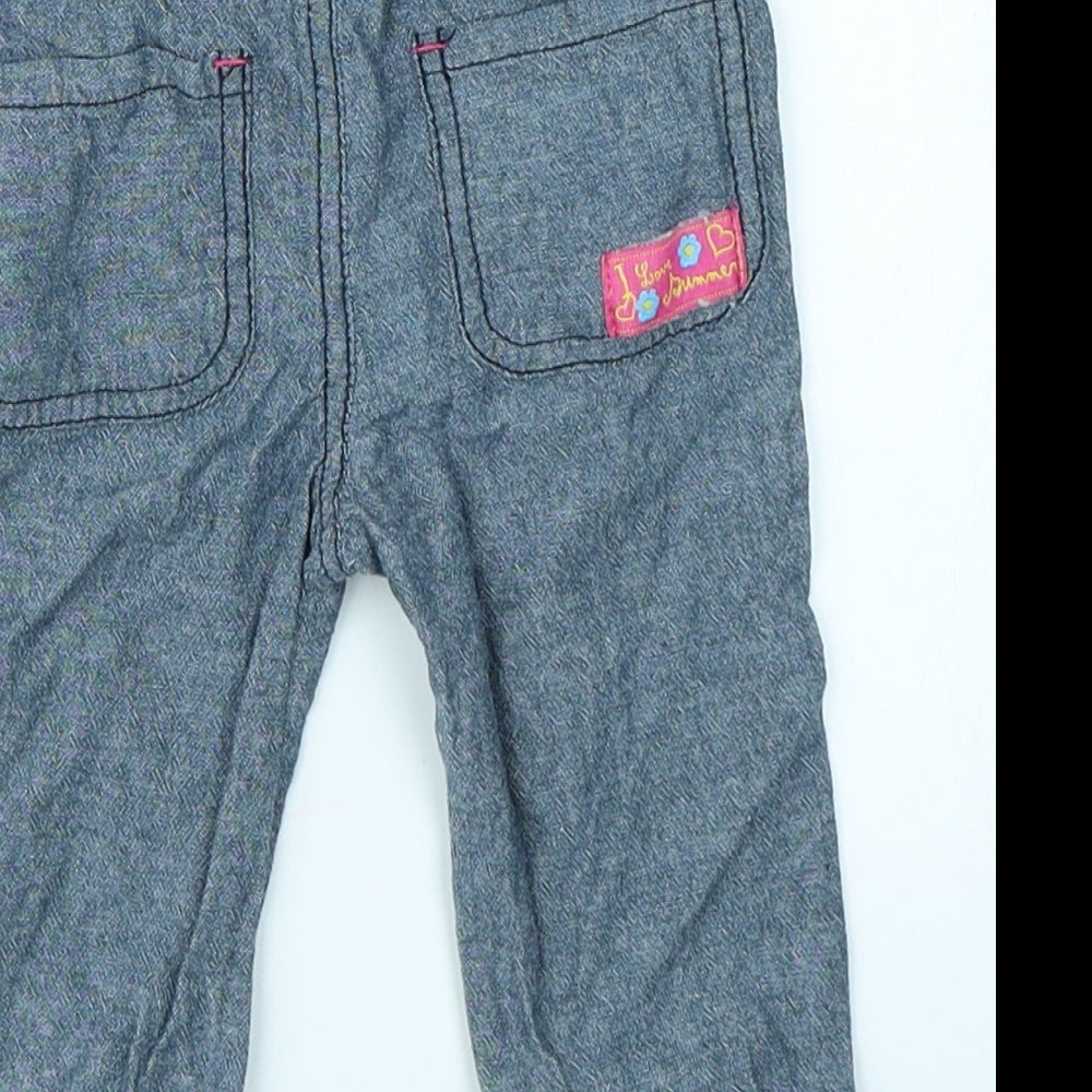 I Love Summer Girls Blue Denim Cargo Jeans Size 12 Months
