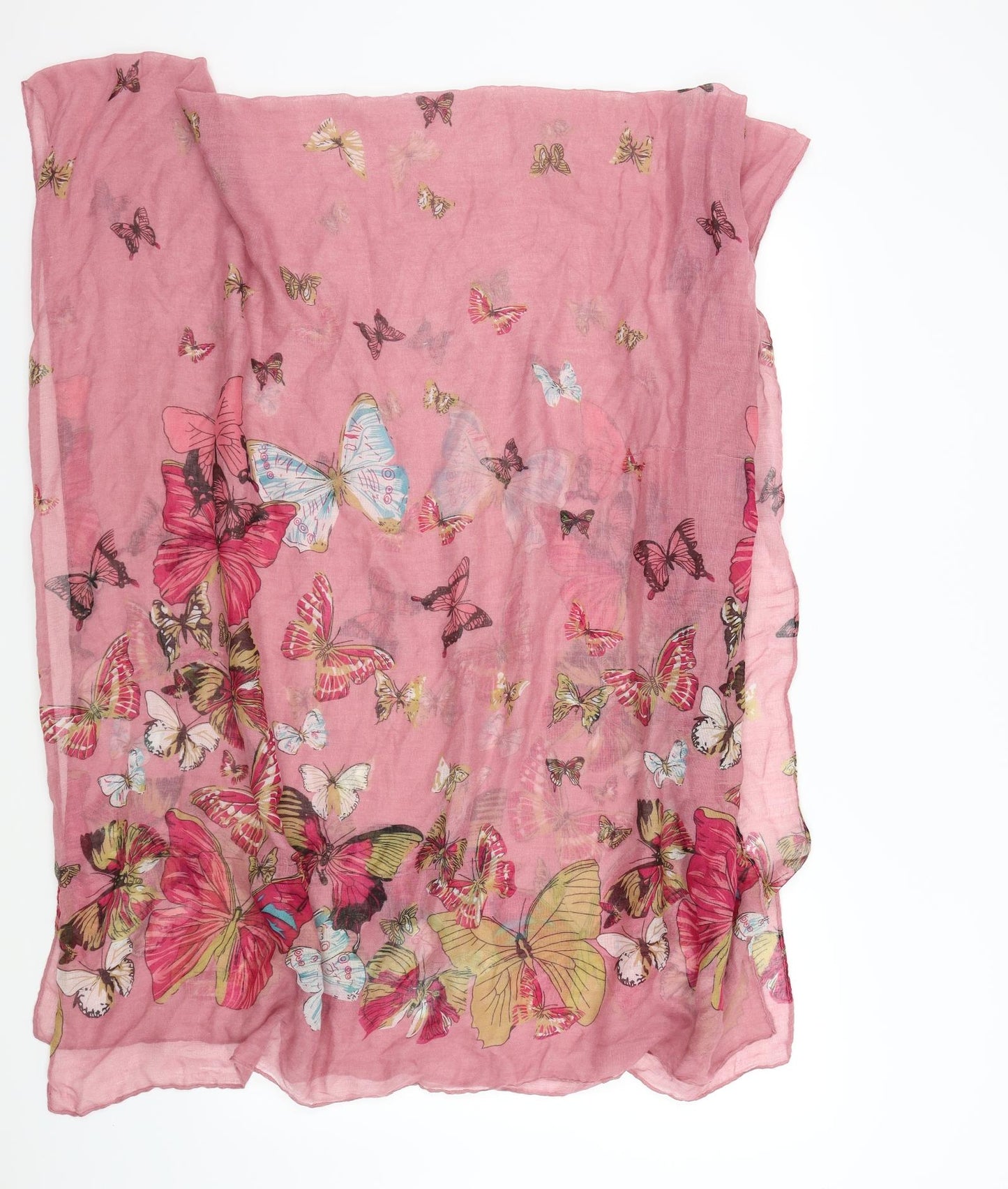 Preworn Womens Pink Scarf - butteflies
