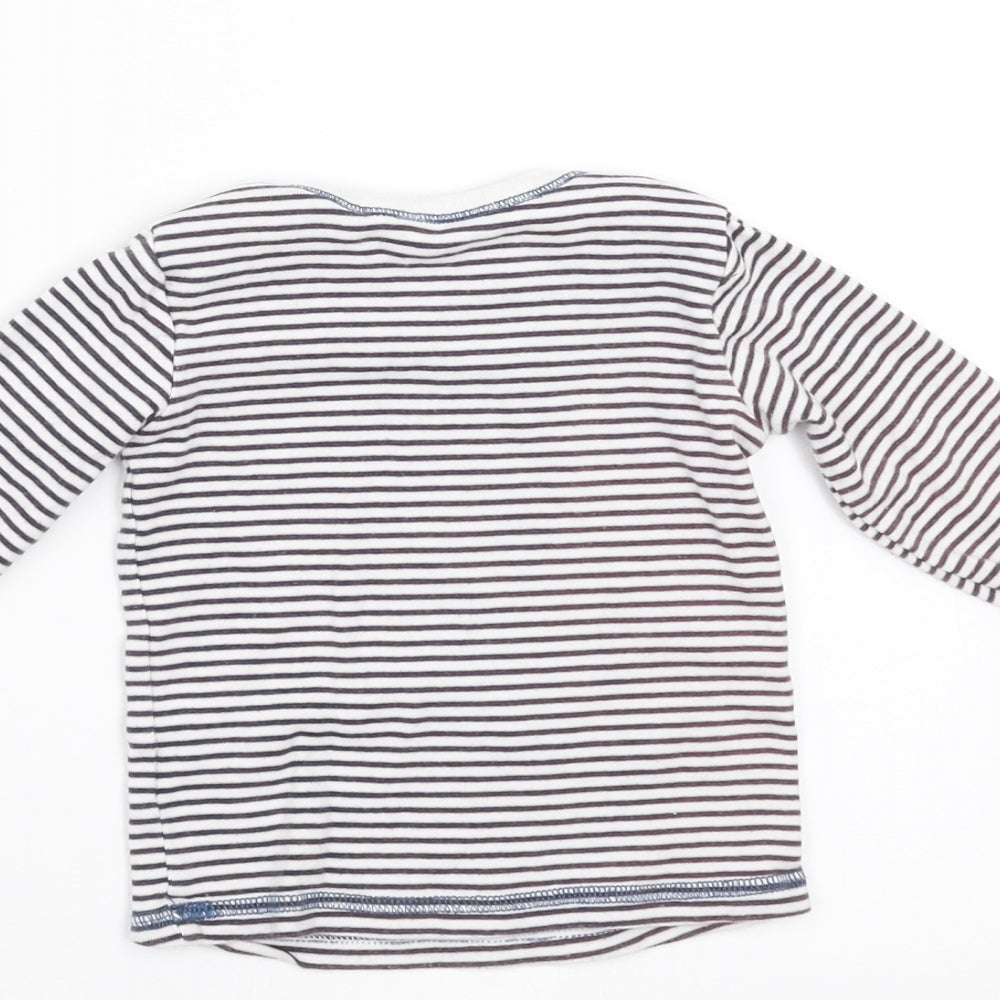 Next Baby White Striped Basic T-Shirt Size 6-9 Months
