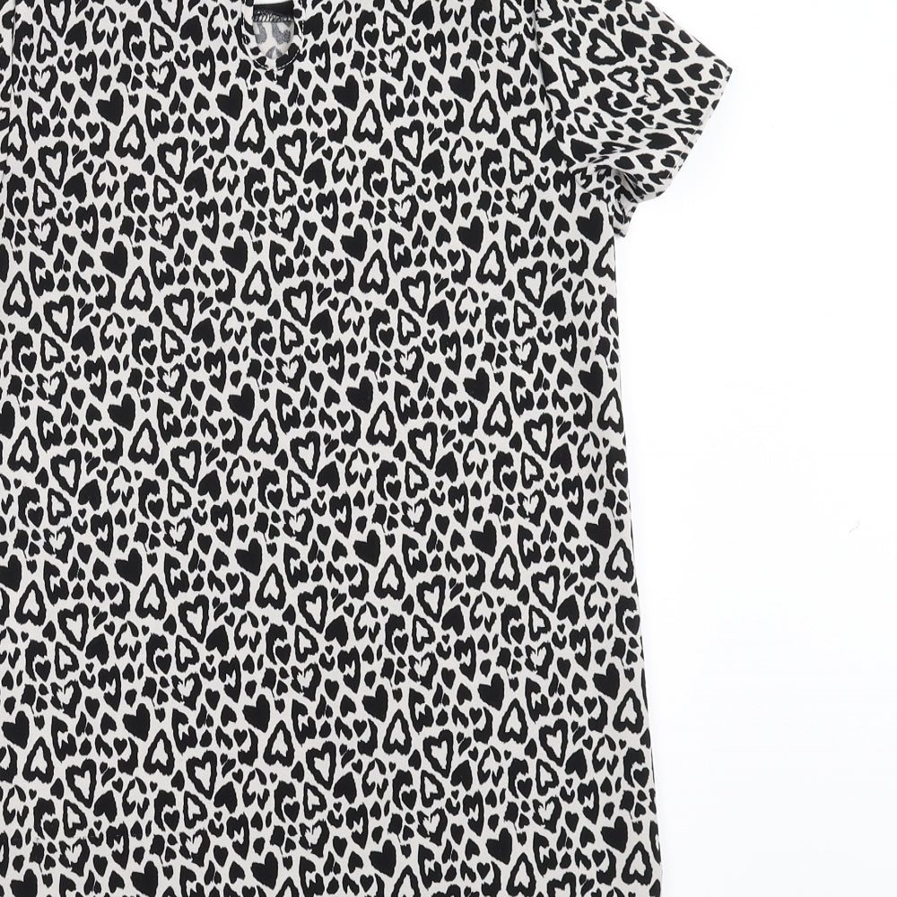 F&F Girls Black Animal Print Basic Blouse Size 10-11 Years