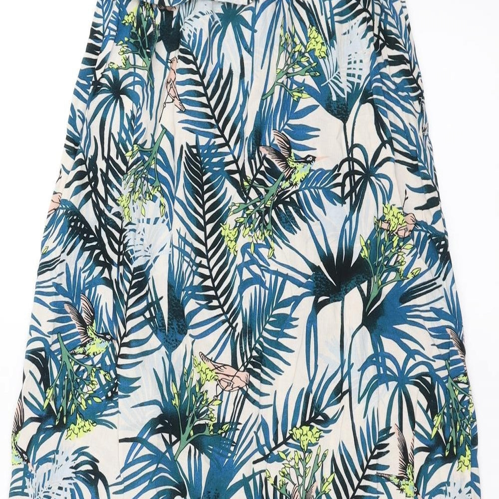 Primark Womens Blue Floral Trapeze & Swing Size 4 - Leaf Pattern