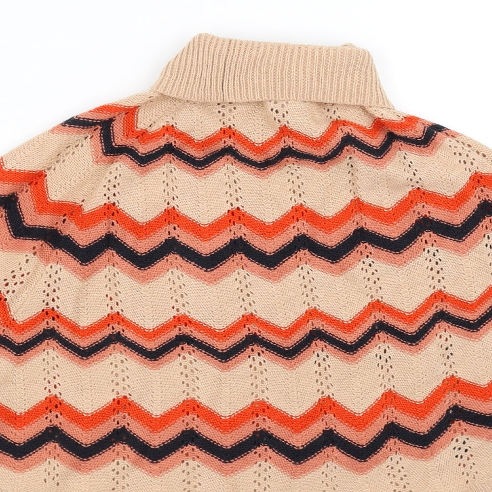 NEXT Girls Beige Geometric Cape Jumper Size 5-6 Years