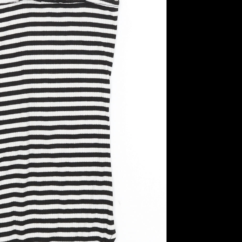 Primark Womens Black Striped Bodysuit One-Piece Size 6