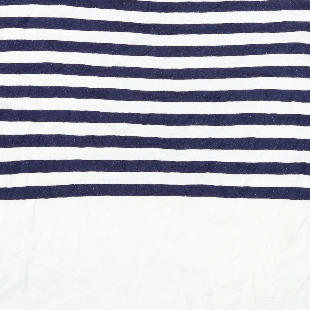 Oasis Womens White Striped Basic T-Shirt Size S