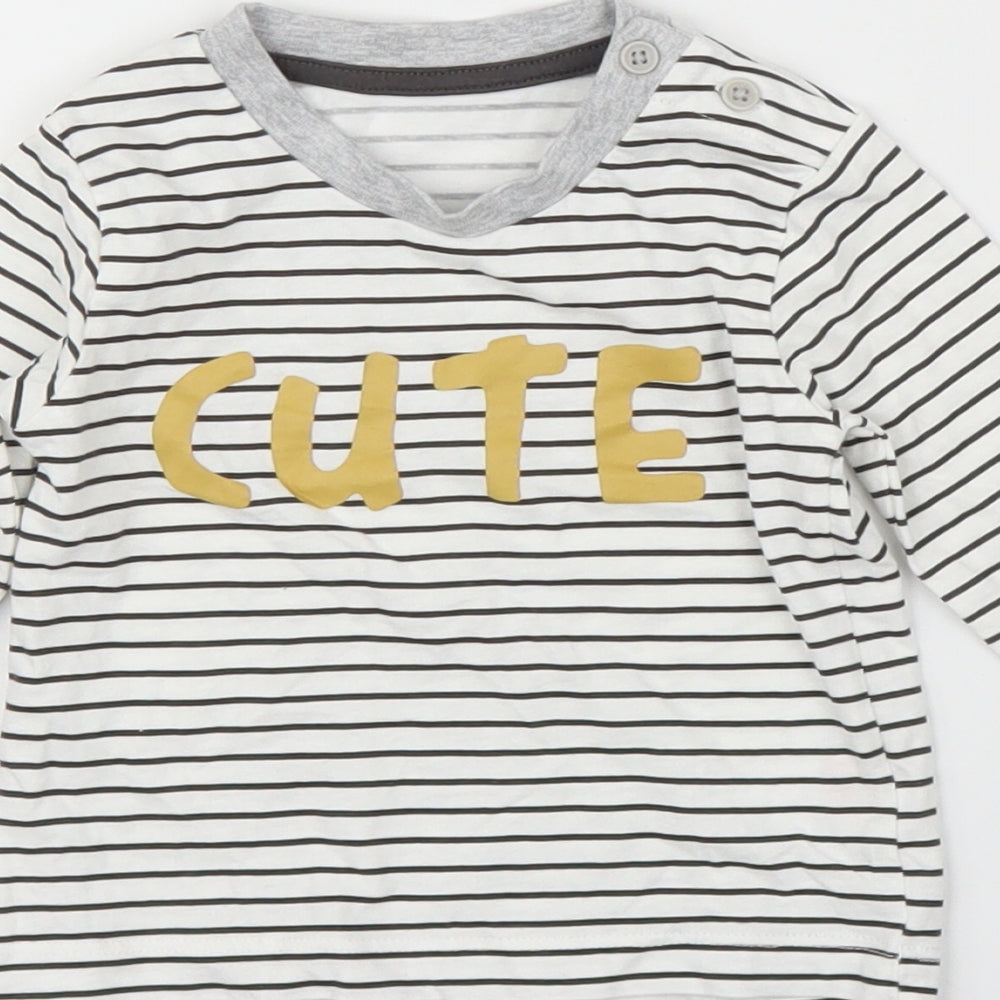 Matalan Baby White Striped Basic T-Shirt Size 3-6 Months