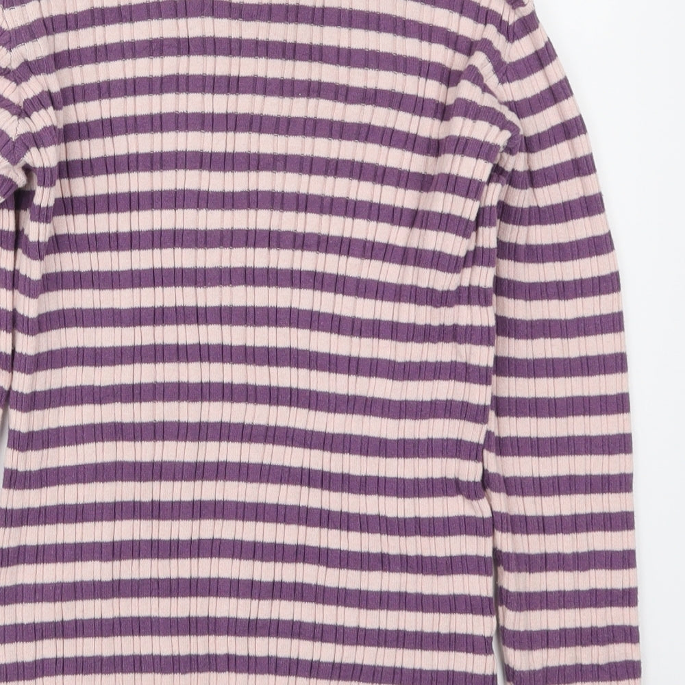 Nutmeg Girls Purple Striped Pullover Jumper Size 11-12 Years - Pink